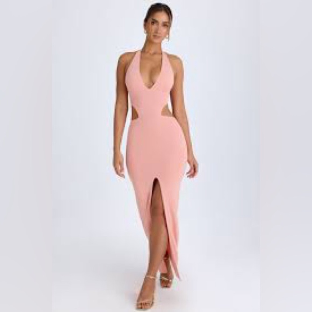 Calantha
Cut-Out Halterneck Maxi Dress in Apricot Pink